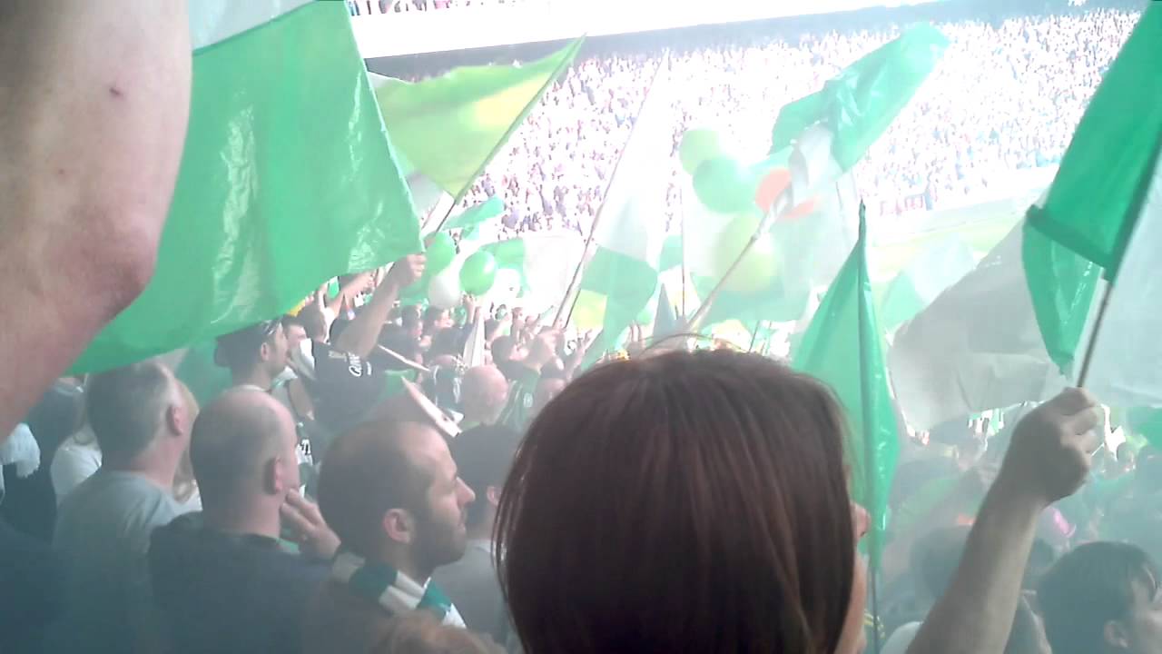 Celtic Fans Party in The Broomloan Stand