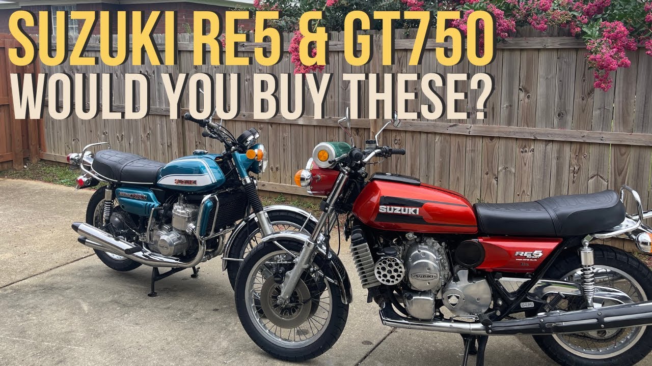 Showcasing the 1975 Suzuki RE5 & 1972 Suzuki GT750 Le Mans #suzuki #re5 #gt750