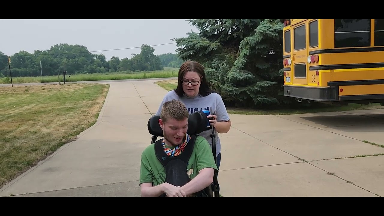 Sam getting home from school & off the school bus lift 6.6.23 @onthatnote