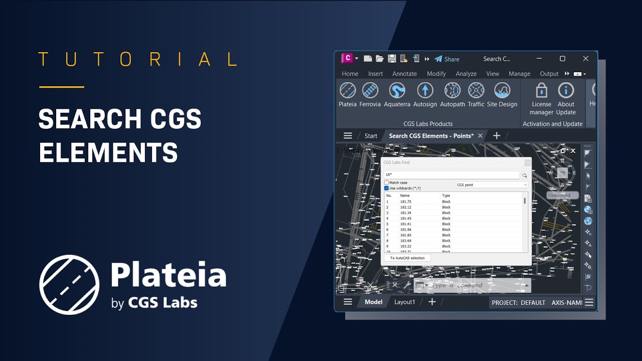 Search CGS Elements (Plateia, Ferrovia, Aquaterra)