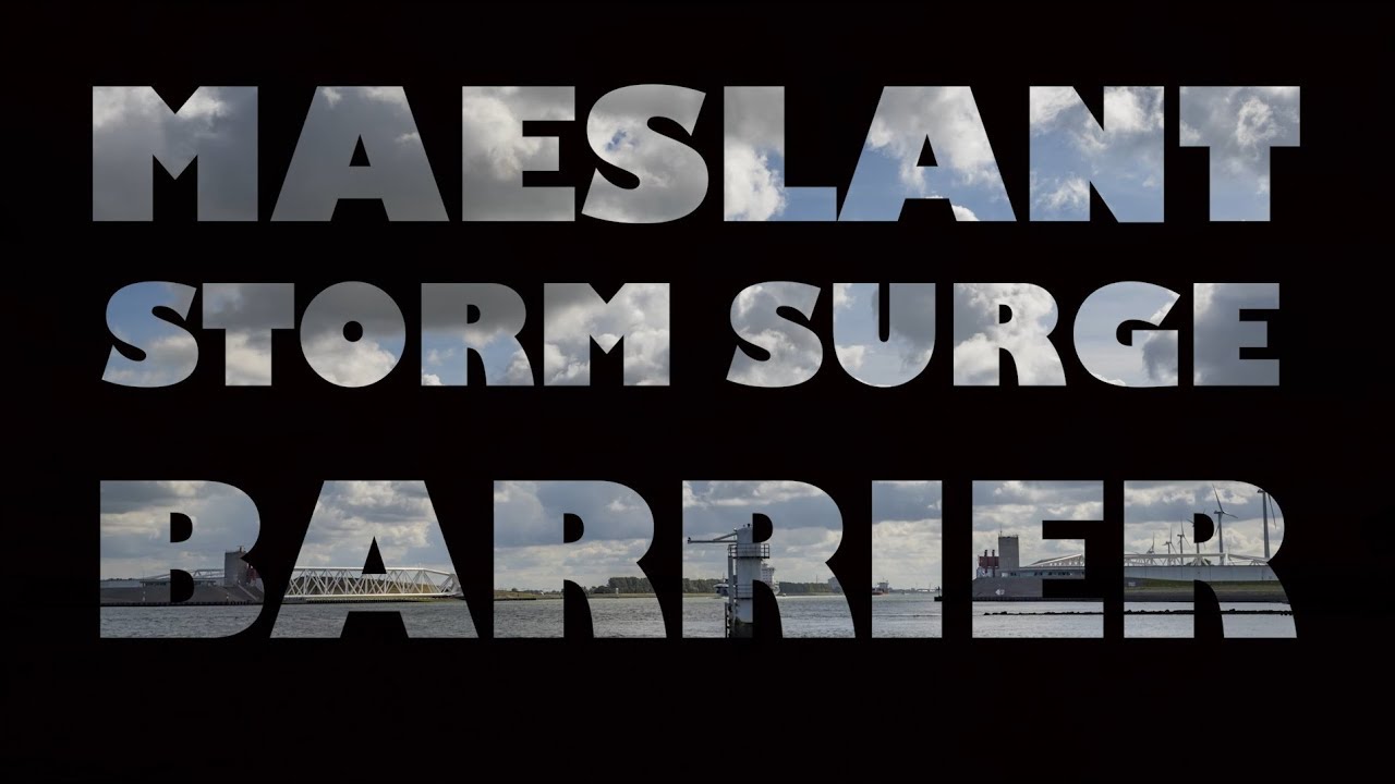 Maeslantkering 4K Timelapse. Closing and submerse of the Maeslant storm surge barrier