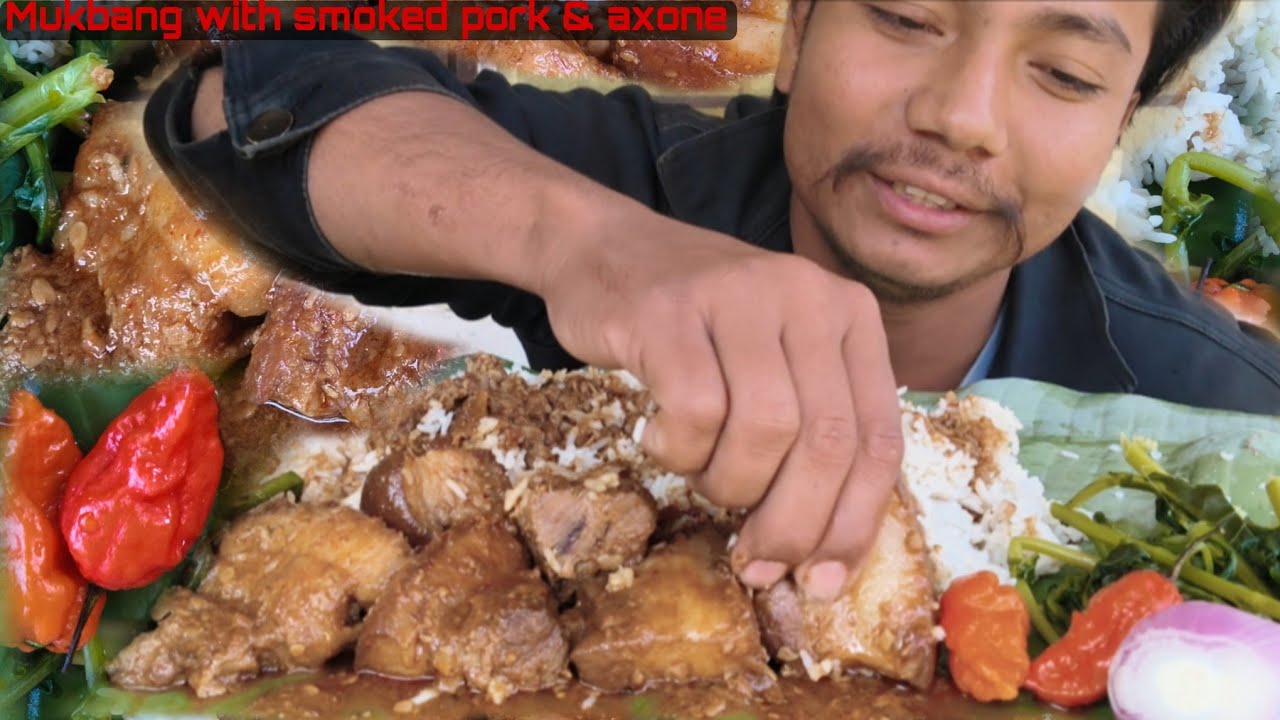 MUKBANG II EATING DELICIOUS SMOKED PORK WITH AXONE AND 2KING CHILLI @Husbandnwife 