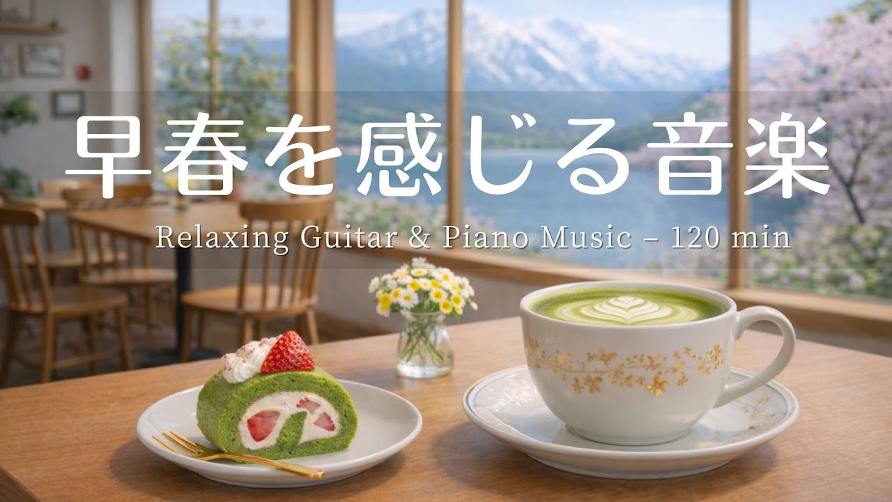 【癒し・作業用BGM】春の訪れを感じるカフェ音楽☕️🌸| Relaxing Piano & Guitar – 120 min  やさしいギター＆ピアノのリラックス音楽｜集中・読書・勉強用