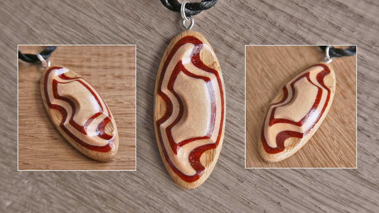 Carved necklace made of Padouk and Birch wood - DIY