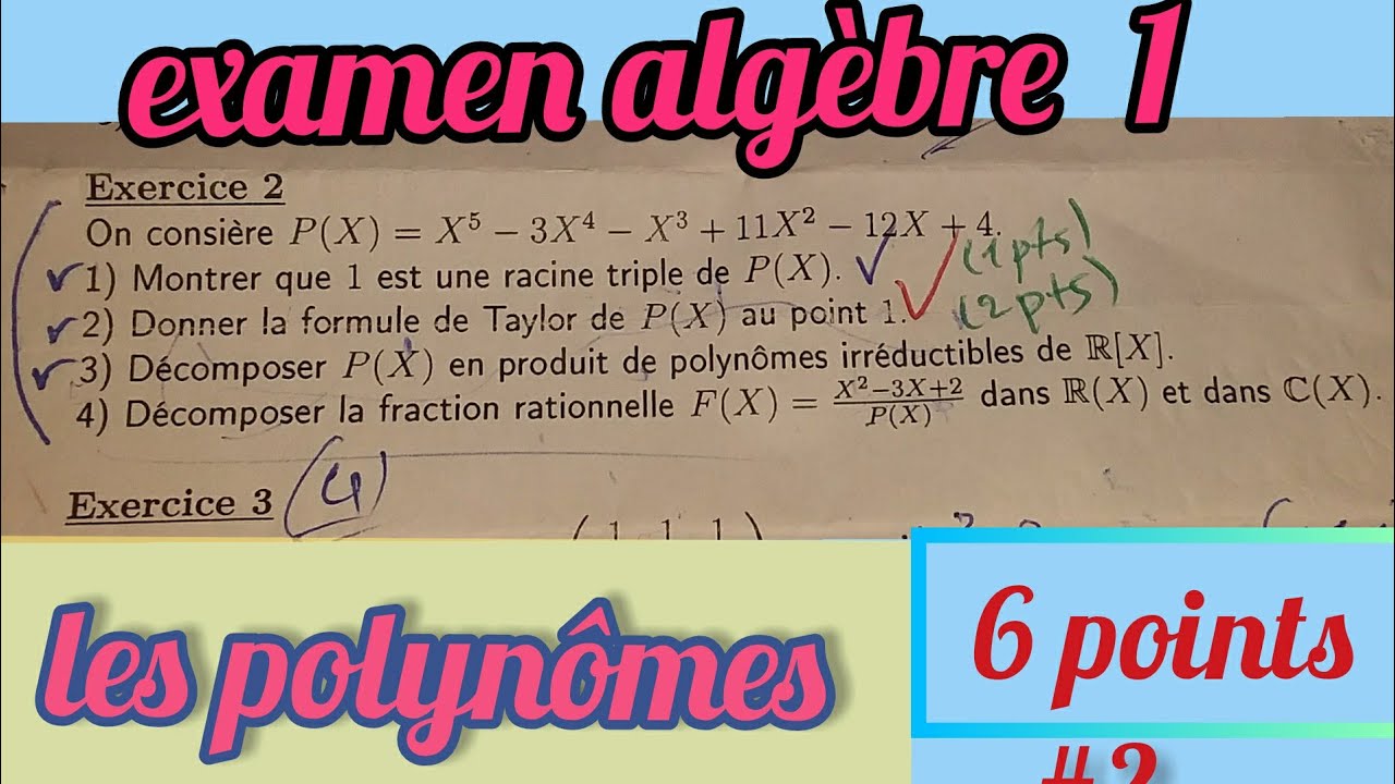 algèbre 1:examen les polynômes (#2)