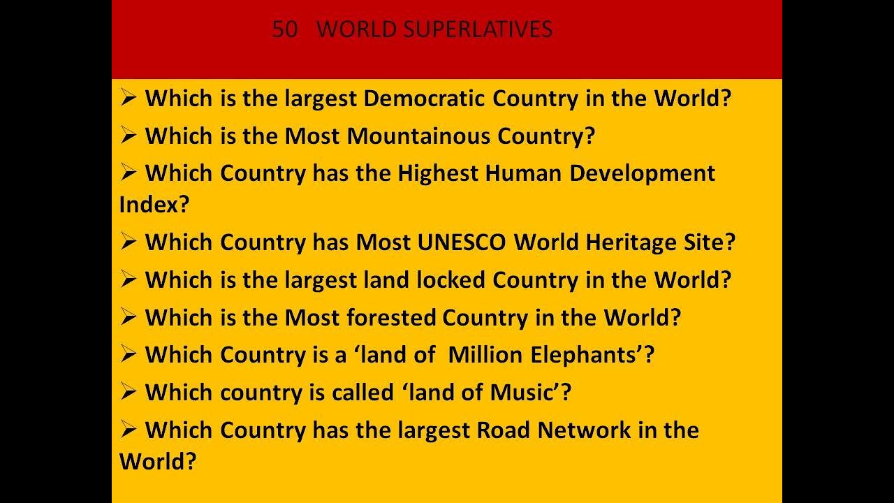 50  World  Superlatives  GK | WORLD  GK   | GK IN ENGLISH