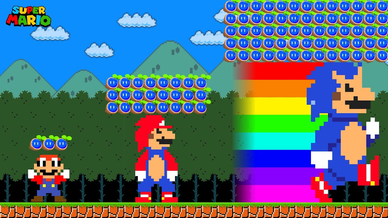 Super Mario Bros., Mario GROWS UP the FASTEST EVER with Every Seed Power-Up!