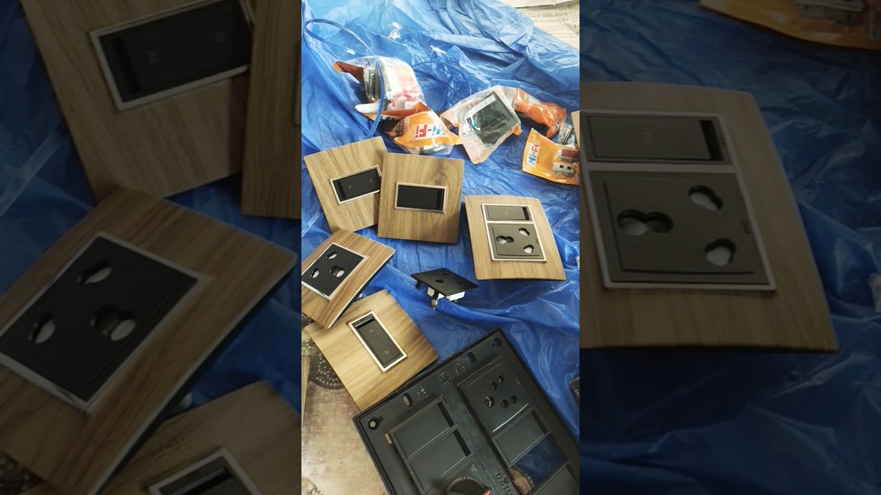 😍Wooden plate switch board fitting #wooden #new #interiordesign #home #electrician