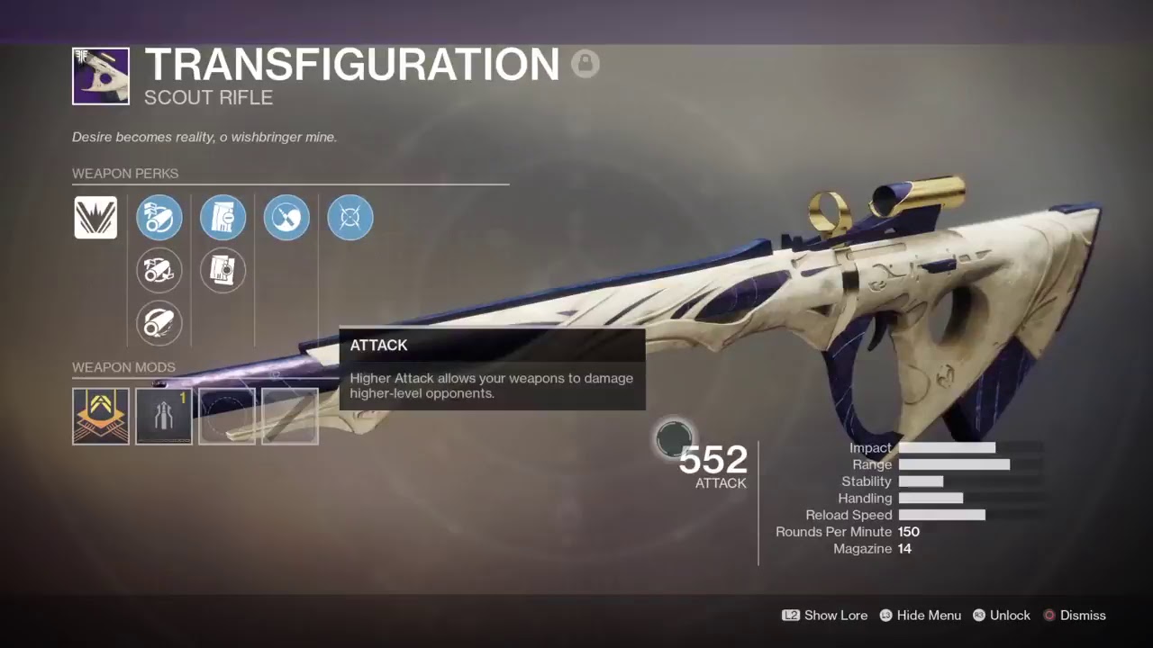 New transfiguration scout rifle (last wish)