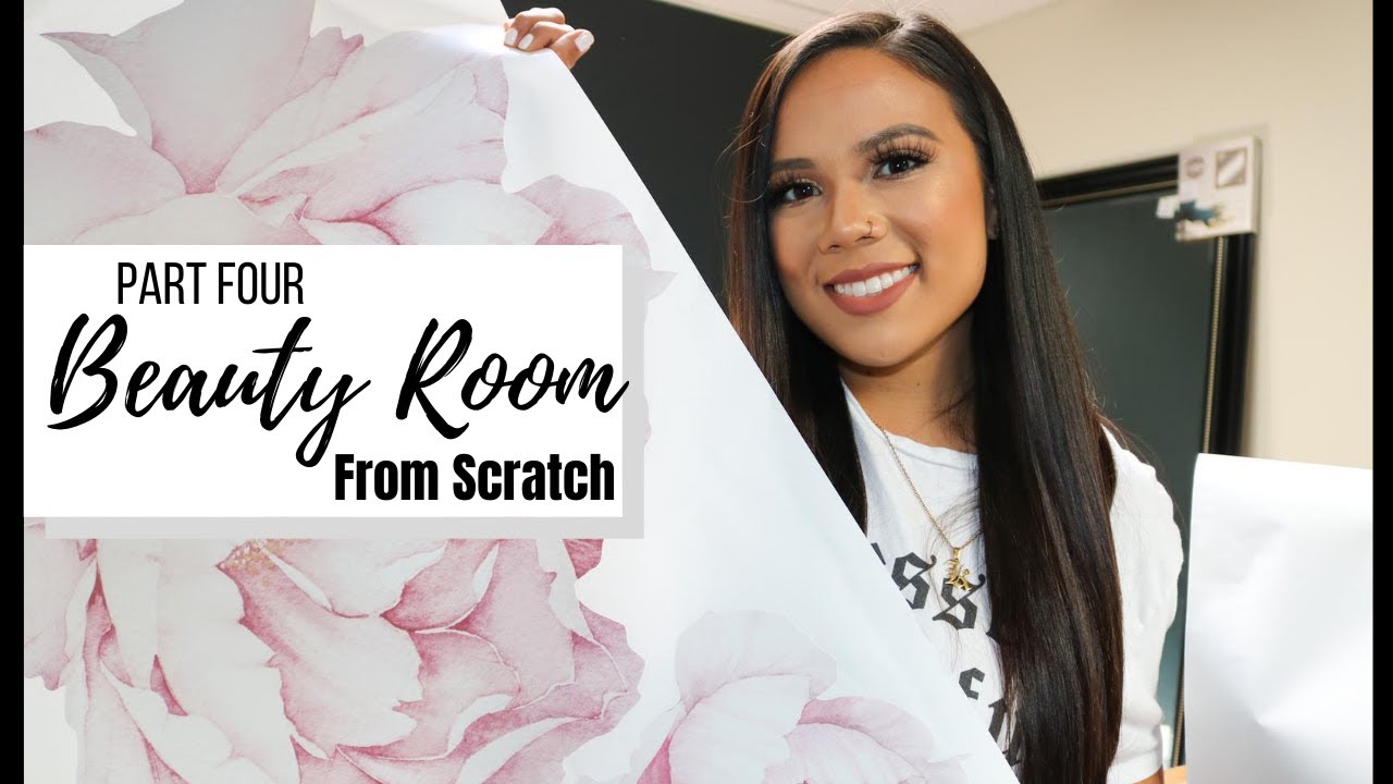 BEAUTY ROOM FROM SCRATCH | PART 4 | UPDATE ON THE ROOM | APPLYING FLOWER WALL DECALS