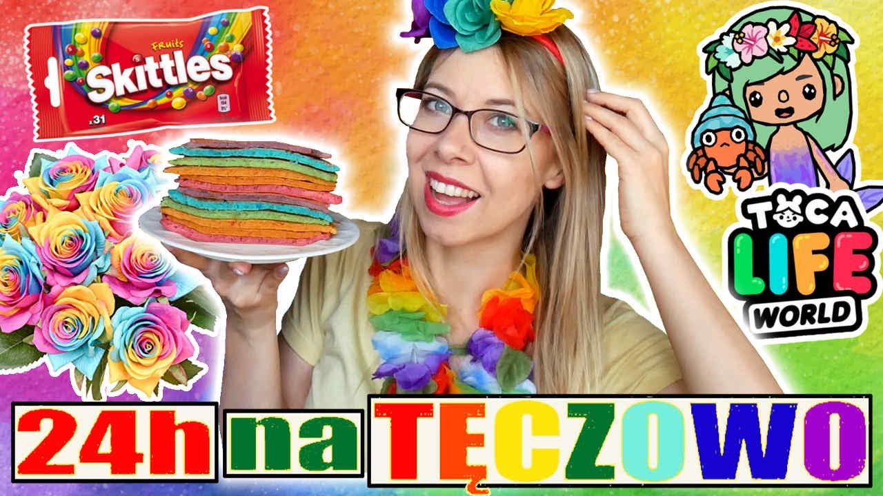 24H NA TĘCZOWO 🌈 ROBIĘ TĘCZOWE PANCAKE *WYNIKI ROZDANIA* #challenge #24hchallenge #tocaboca