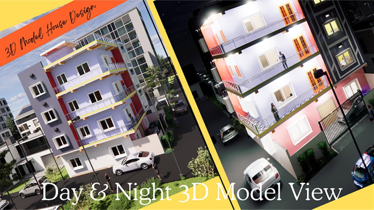 3D Model House Design- 36'x44'. Day & Night 3D Walkthrough Animation Video.