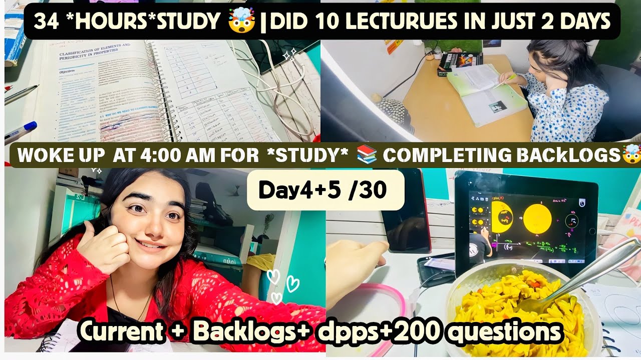 NEET STUDY *VLOGS* As DROPPER💫|34 hours study |did 10 lect in 2 days⁉️|Backlogs challenge#neet #pw