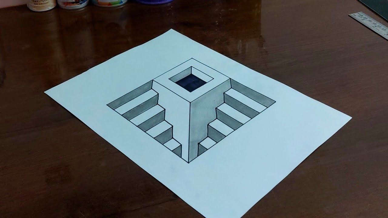 How to Draw double stairs 3D illusion for beginners 😱😍|| 3d drawing tutorial || @mr.indianchitrkar