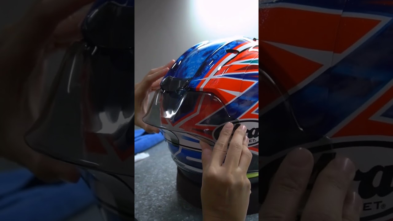 Pasang spoiler helm Arai RX-7X Ogura #araiindonesia #rx7x #ogura