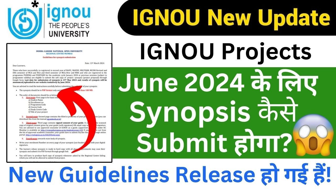 IGNOU Synopsis Submission New Guidelines Released || IGNOU Synopsis Submission Last Date 2024
