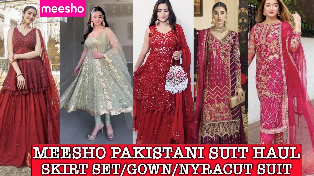 Meesho Pakistani Suit Haul 10+ || *Unstiched Suit*Sharara Set/Nyra Cut Suit || Designer Collection