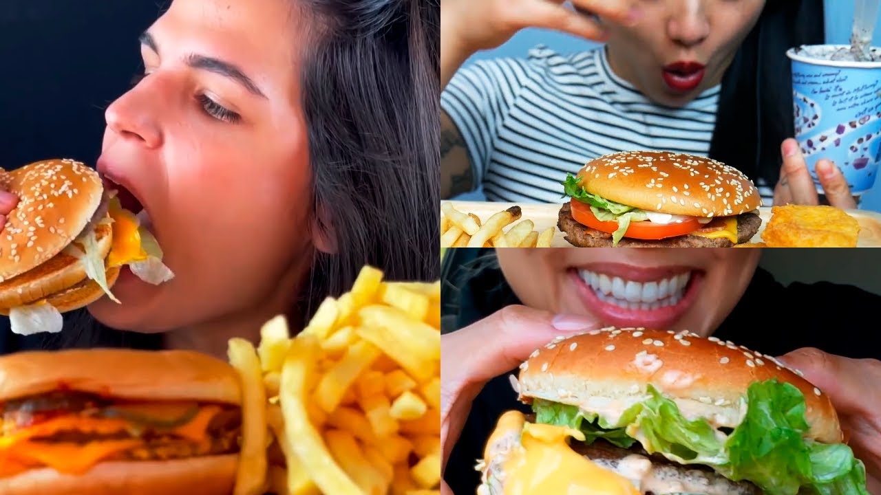 ASMR FASTFOOD AT McDONALD`S (Cheeseburger + Nuggets + McFlurry | MUKBANG COMPILATION