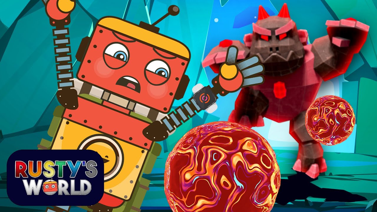 🎶 Watch Out for Lava Rocks! Count & Defeat the Golem Monster 🎶 | Rusty's World Adventure