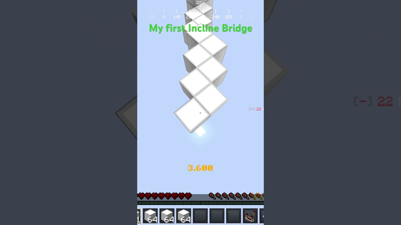 An incline/diagonal godbridge #bridging #hypixelbridge #shorts