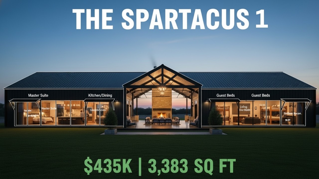 Полный обзор дома-апартаментов Spartacus 1 Dogtrot Barndominium: домашний кинотеатр, двухъярусная...