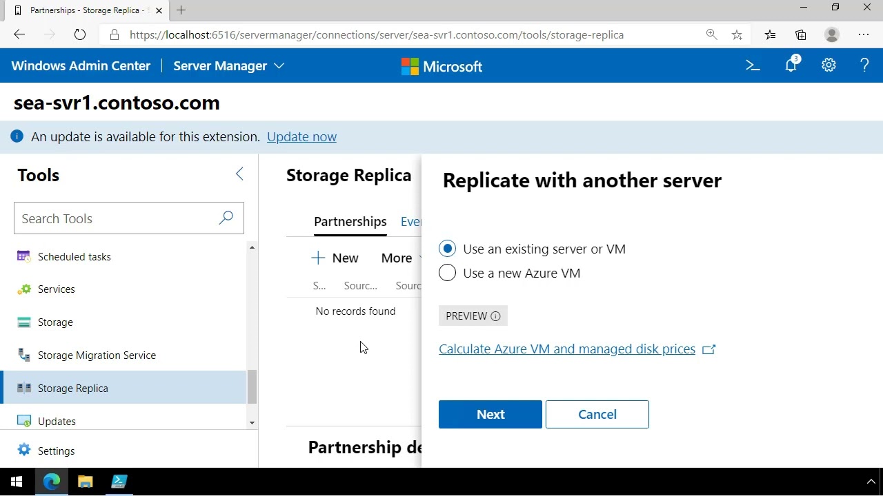 Implement Storage Replica by Using Windows Admin Center