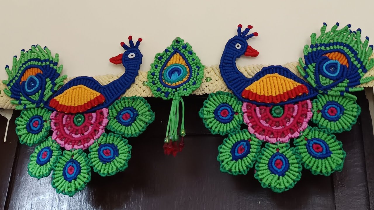 Macrame  peacock toran/Macrame two  peacock door hanging (part-15/