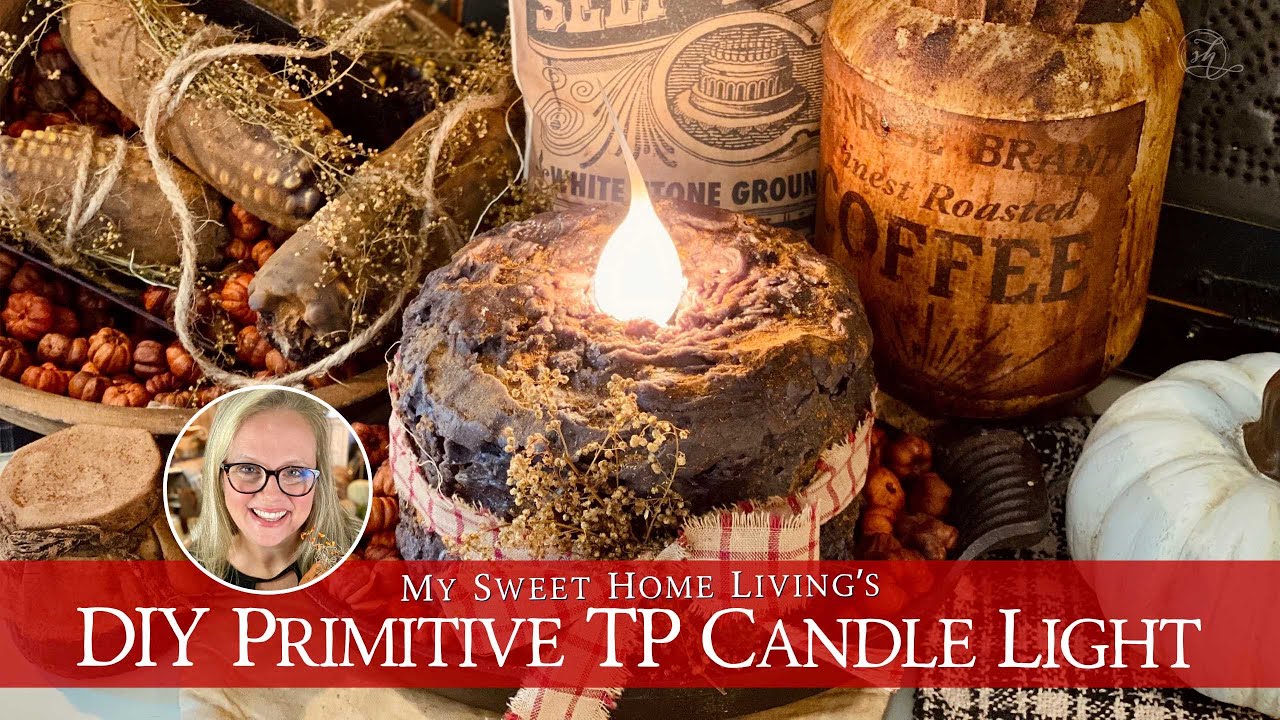 DIY Primitive Grubby Toilet Paper Candle Cake Craft Light Lamp