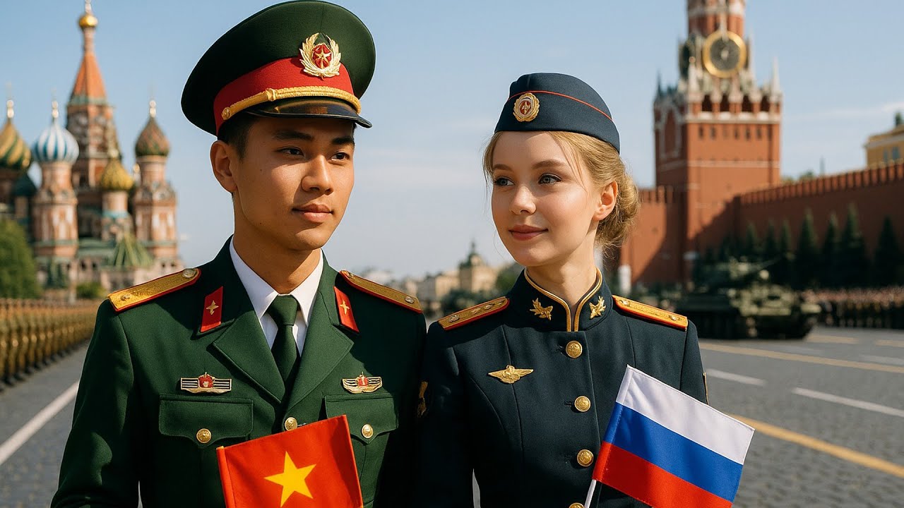 Cô gái Nga gốc Việt say đắm chàng trai Việt - Khối duyệt binh QĐND Việt Nam Tại Quảng Trường Đỏ Nga