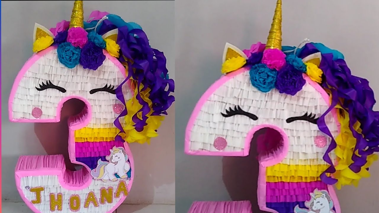 piñata de número 3 de unicornio