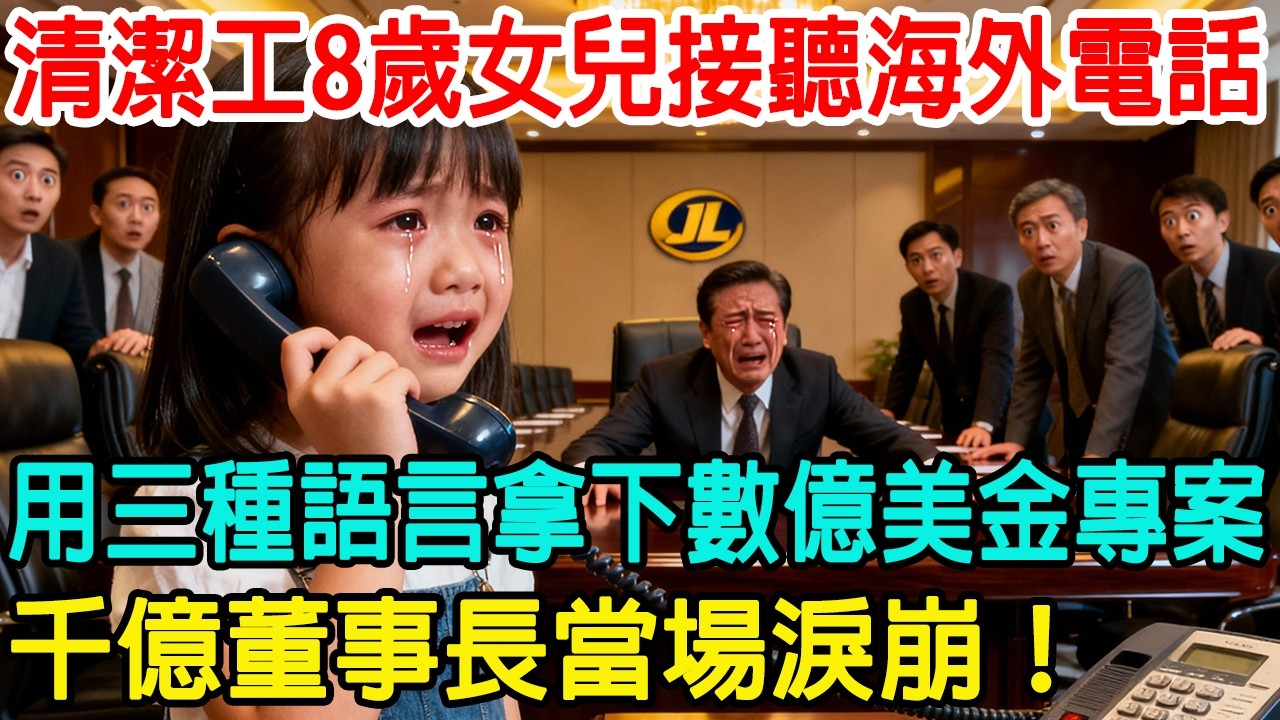 清洁工8岁女儿接听海外电话，用三种语言拿下数亿美金项目，千亿董事长当场泪崩！#情感故事 #情感共鸣 #感人壹幕 #感人故事 #心靈暖流