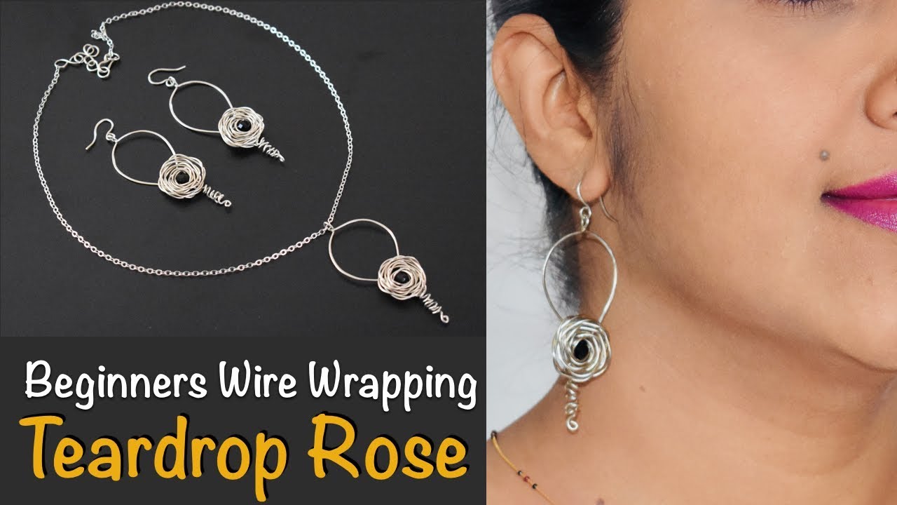 Handmade Wired Rose Earrings & Pendant | Easy Earrings | VHMJ