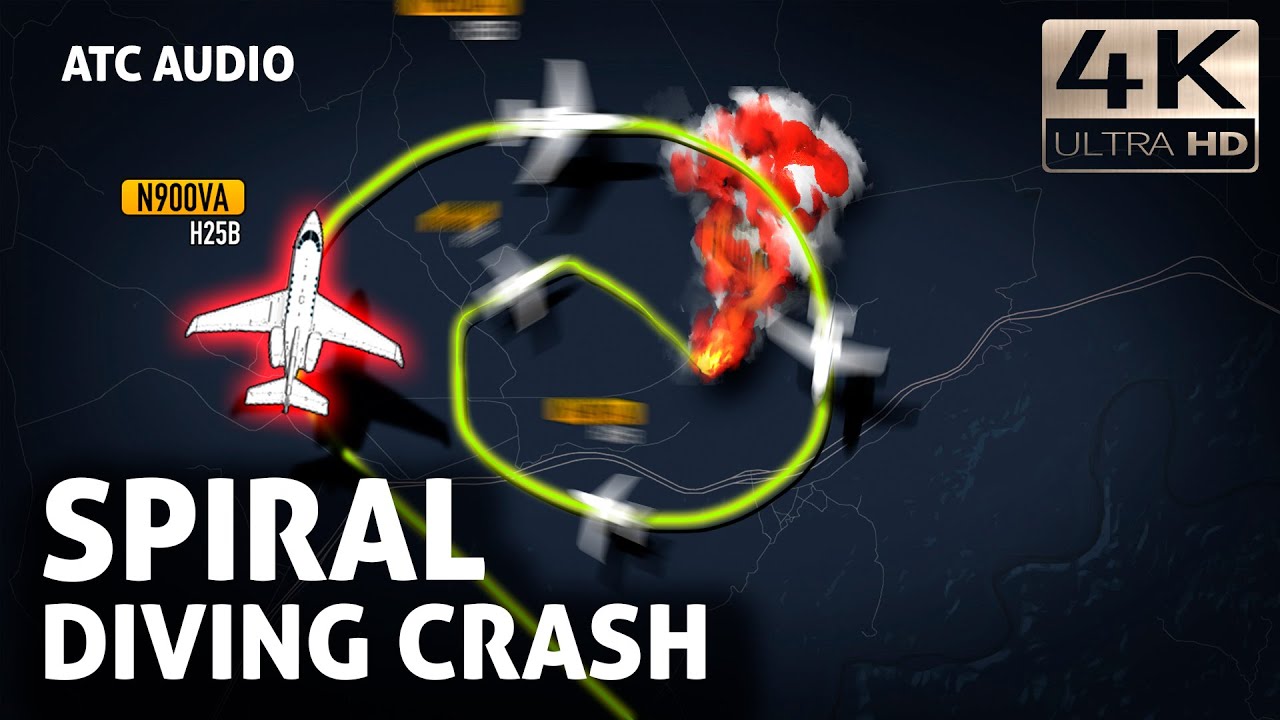 -13,120 fpm. Rapid spiral diving Crash near Grand Junction. Hawker 900XP N900VA. Real ATC Audio
