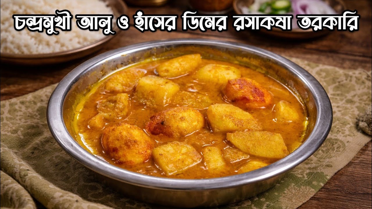 চন্দ্রমুখী আলু ও হাঁসের ডিমের রসাকষা তরকারি #হাঁসের_ডিম #চন্দ্রমুখী_আলু#বাড়িররান্না
