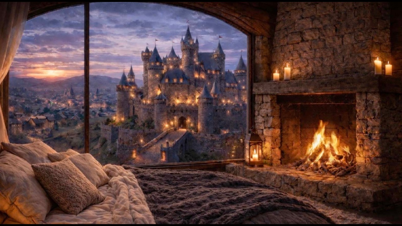 Medieval Castle Window Ambience | Fantasy Music | Relaxing Medieval Background