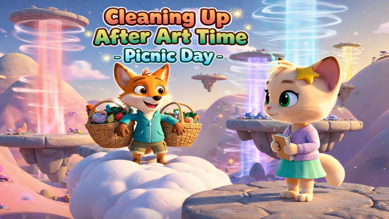 🦊 Cleaning Up After Art Time! Fun Picnic Day for Kids ✨