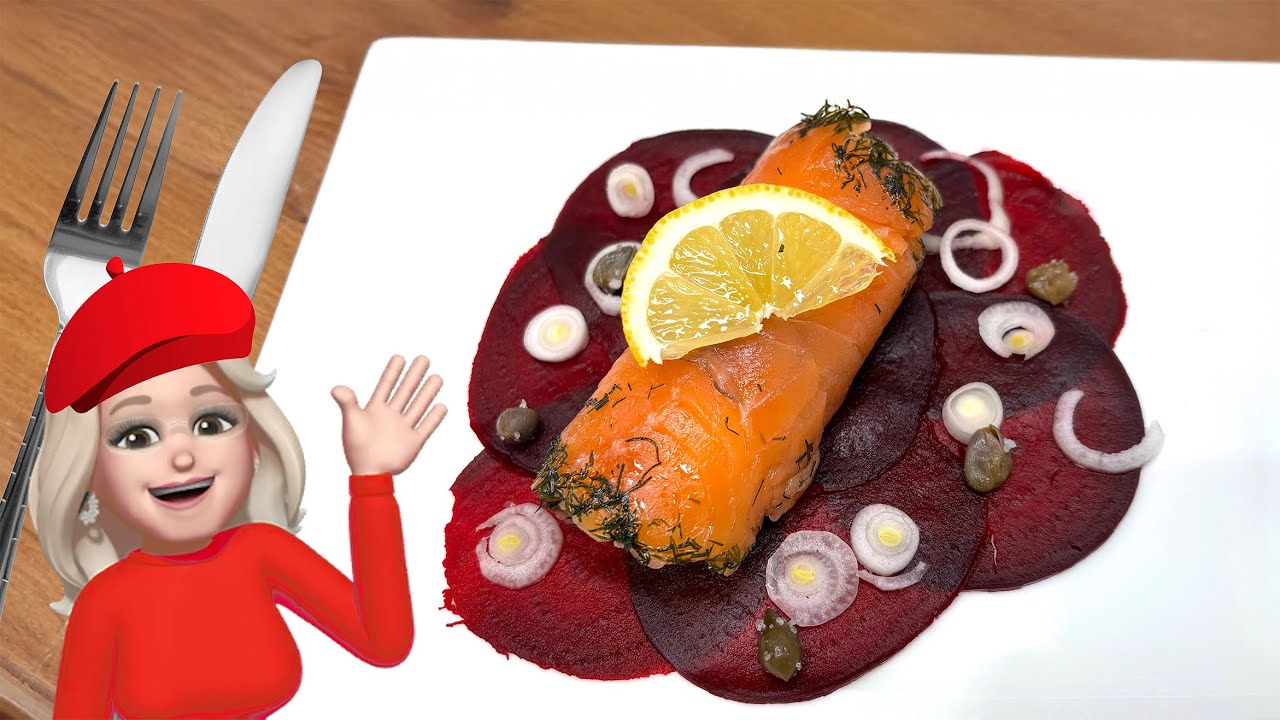 Graved Lachs auf roter Bete selbst gemacht Vorspeise rote Rüben Beete Randen