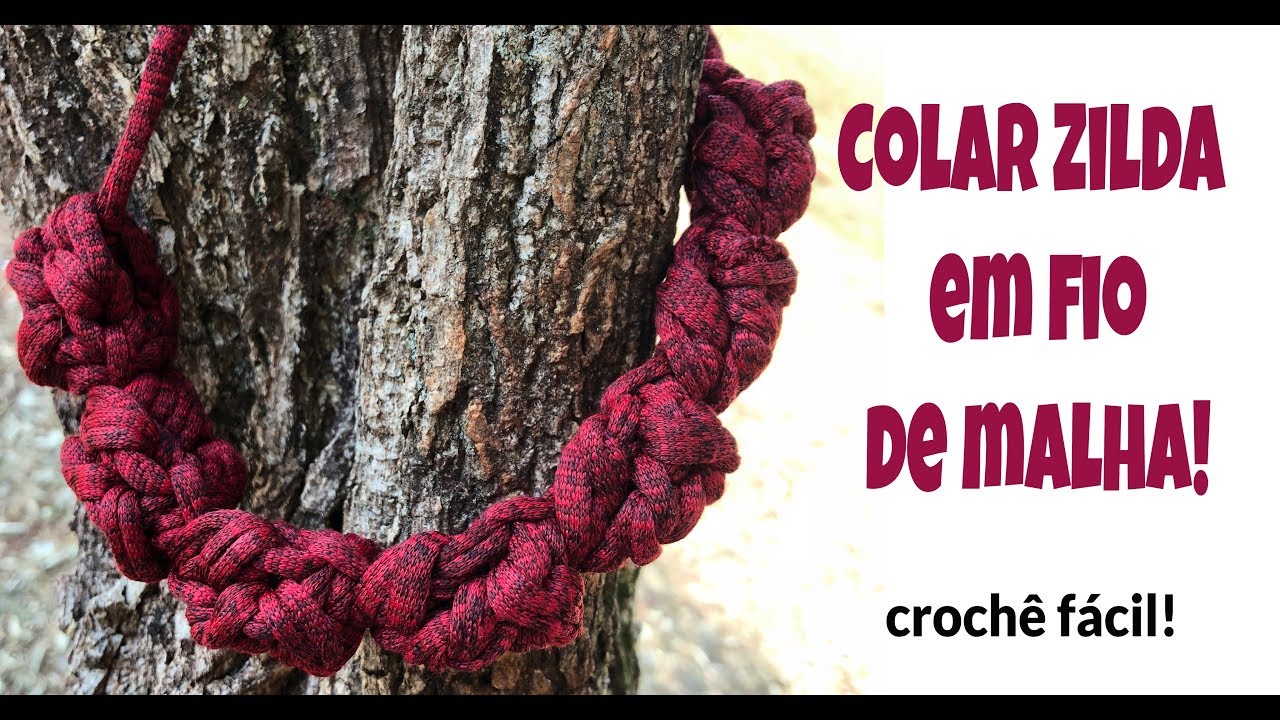 COLAR ZILDA EM FIO DE MALHA! Ponto pipoca em crochê!