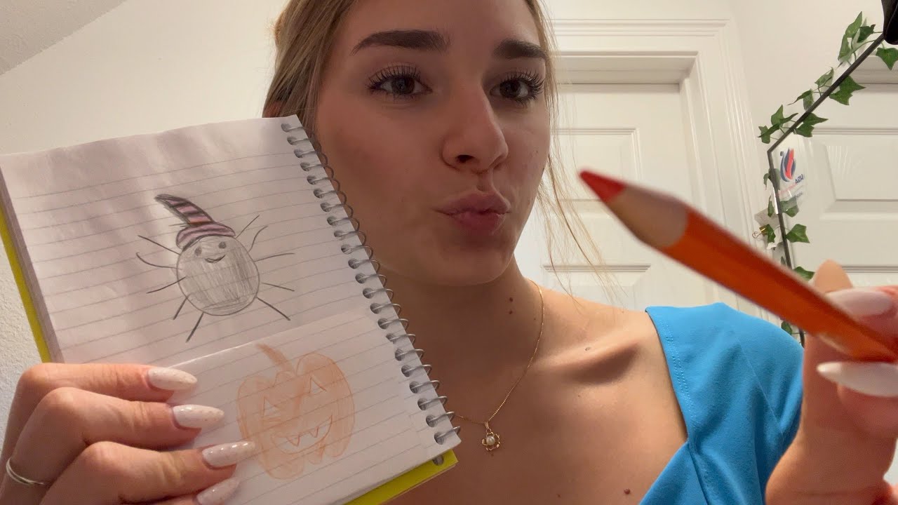 asmr drawing on paper then onto you (halloween themed)