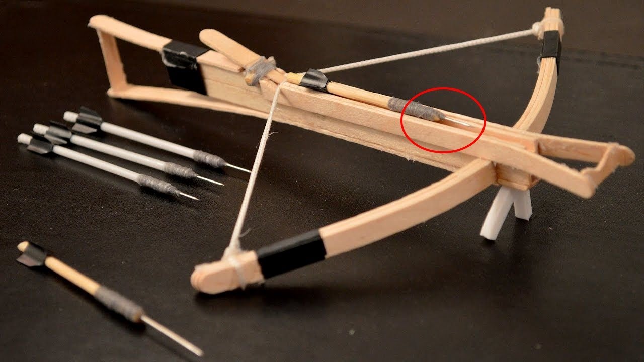 Ballesta de Palitos de Madera y Agujas / DIY Mini Crossbow with Wooden Sticks and Pins