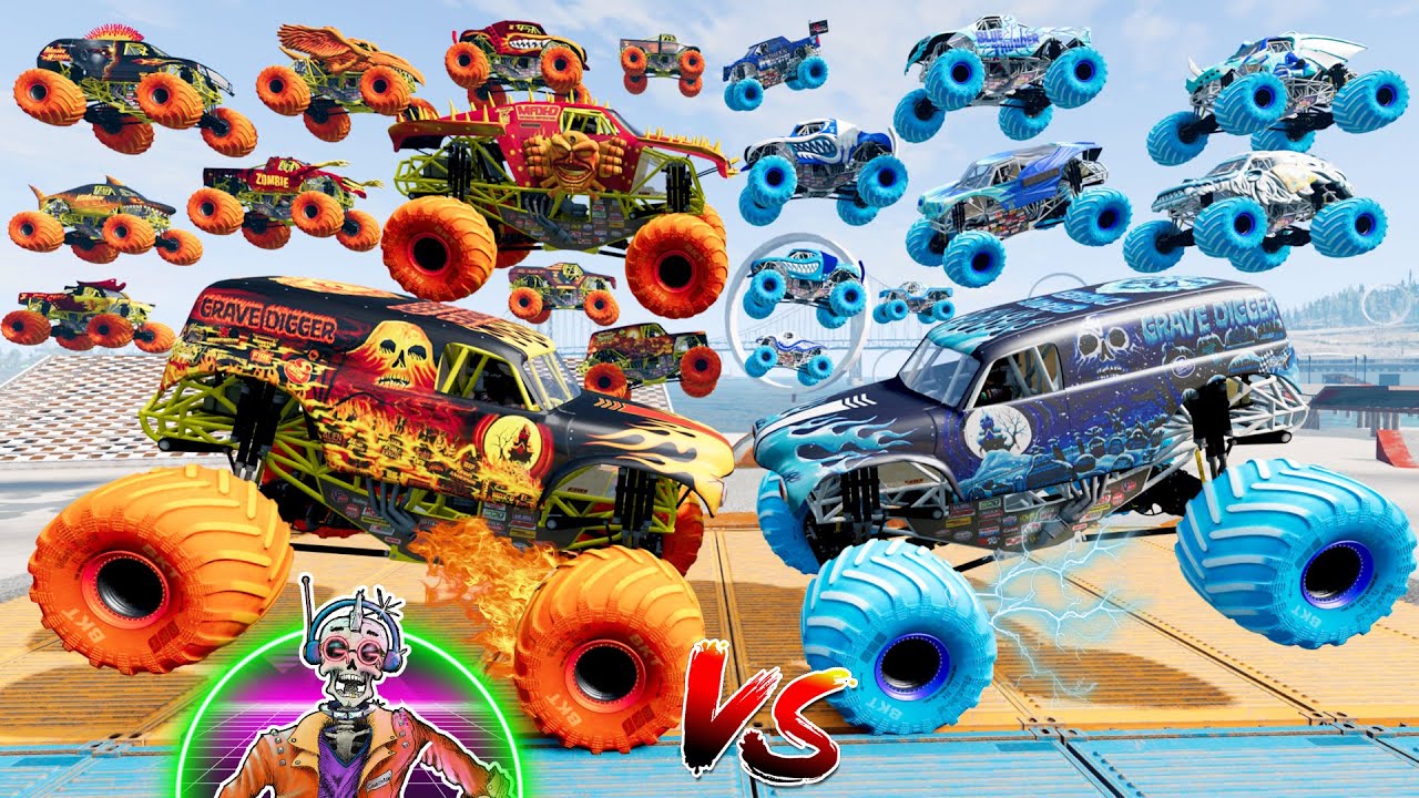 Monster Jam Fire & Ice Monster Truck Mud Battle LIVE | BeamNG Drive - Griff's Garage