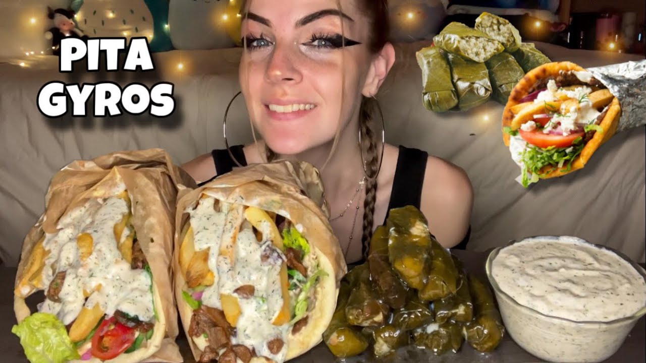 PITA GYROS AND DOLMAS MUKBANG! (Vegan) (No Talking)