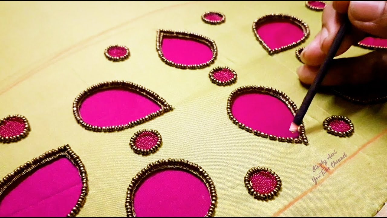Aari Work Blouse 35 | Trendy Aari Cut Work Sleeve Designing Tutorial
