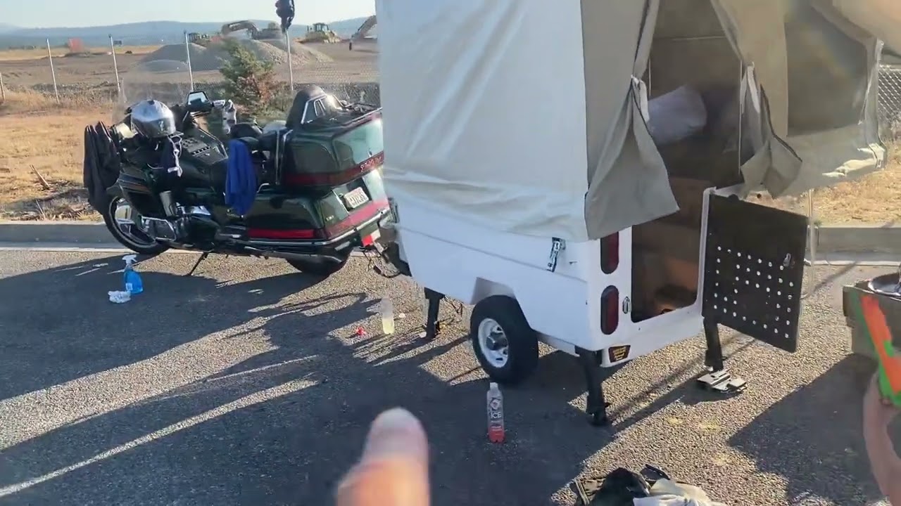 Goldwing 1500 (green giant) and MiniMate motorcycle camp trailer update. Plus, we’re on a trip!