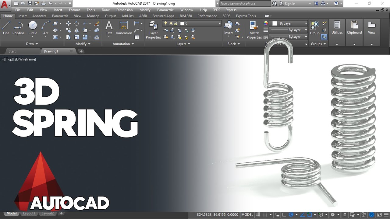 Cara Menggambar Spring 3D di AutoCAD | Torsion Spring, Compresion Spring & Extension Spring