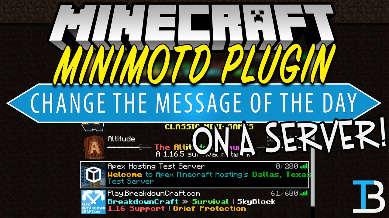 How To Change The Message on The Minecraft Server List (MiniMOTD Admin Tutorial)