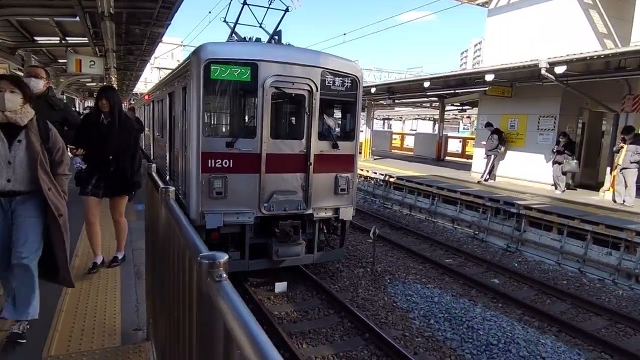 【東武大師線･10000系10000型】大師前「ﾜﾝﾏﾝ 西新井」入線➡西新井 「ﾜﾝﾏﾝ 大師前」発車  大師前駅ホームに自動券売機自動改札機設置前（26年2月下旬予定）