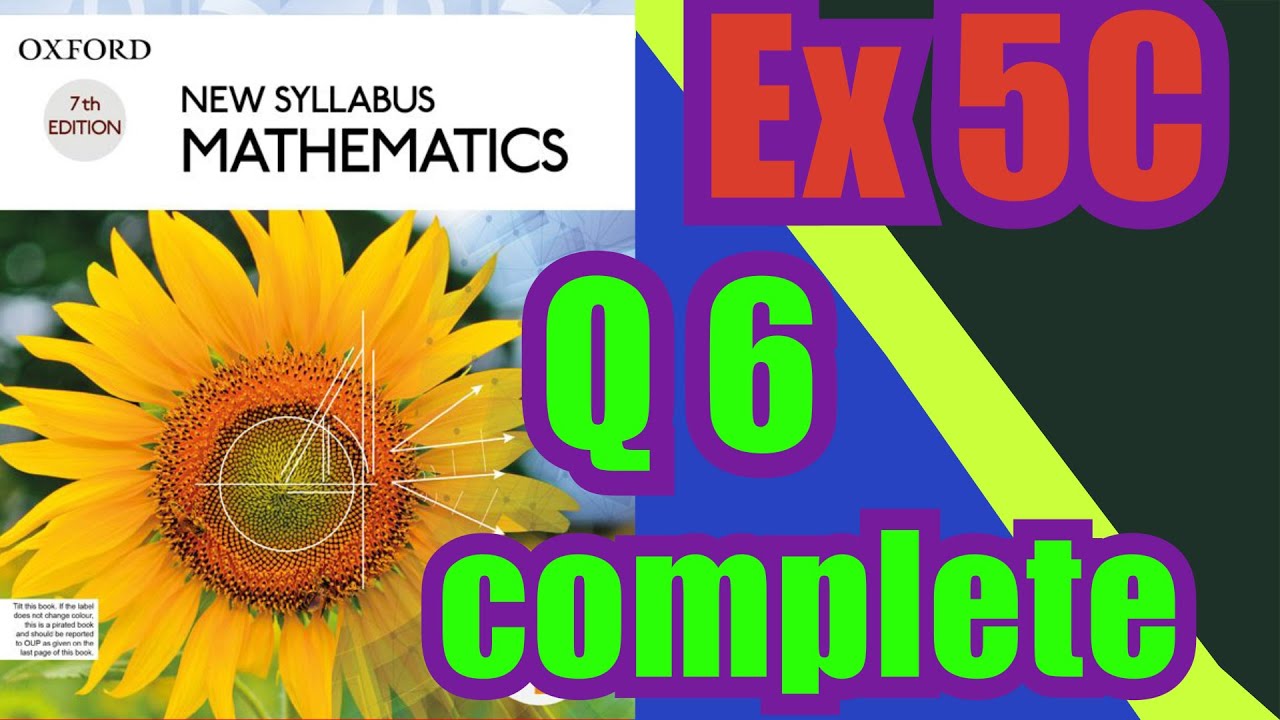 Oxford Math | Book 1 | 7th Edition |  Ex 5C | Q6 complete | Math Knowledge Skills |