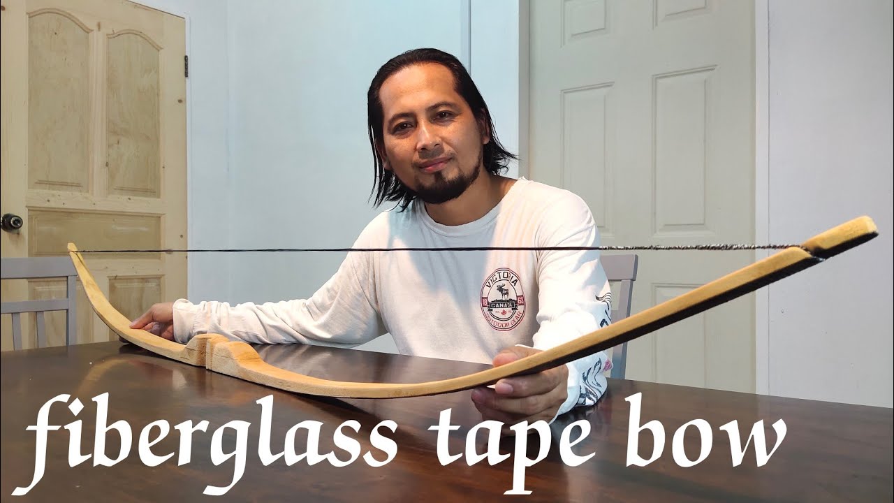 Busur panah dari kayu pine laminasi fiberglass tape part 2