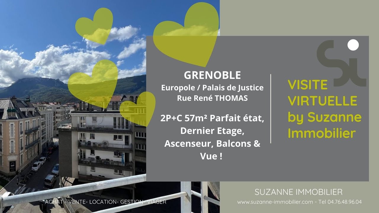 Grenoble Europole, T2 à louer Dernier Etage, Ascenseur, Balcons & Vue !